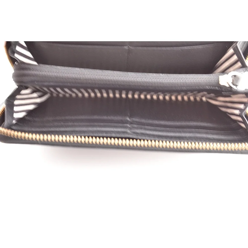 Kate Spade‎ New York Black Leather Zip Around Pebbled Leather Wallet Card Holder